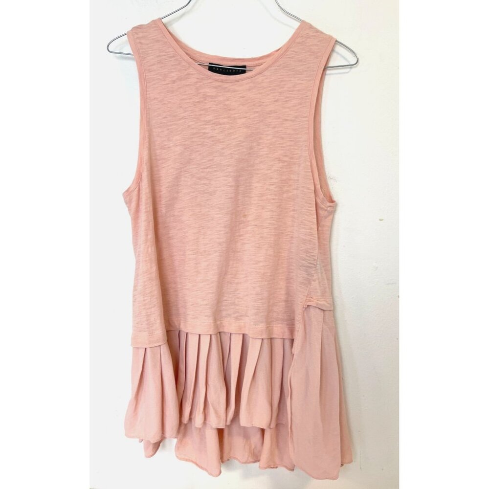 Sanctuary Baby Pink Sleeveless Blouse Peplum Ruffle Trim Top M - Picture 1 of 6